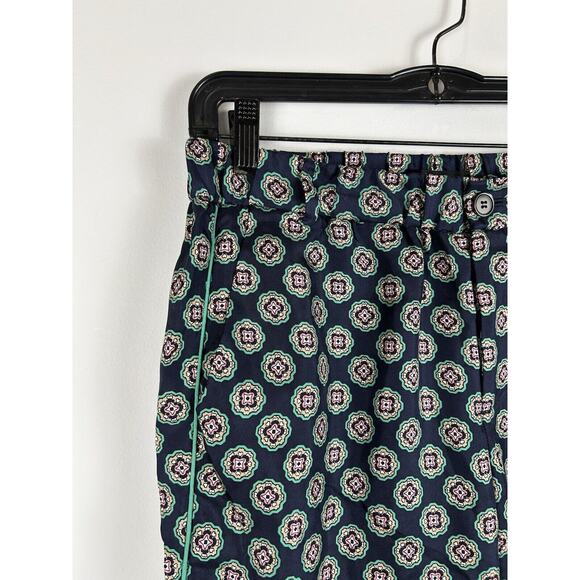 J. Crew Collection Low Rise Silk Capri In Navy Gold Geometric Print Pajama Sz 4 - Picture 3 of 12